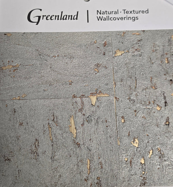 Sample - Lasmin Cork Metallic Wallpaper - Shimmer Grey on Gold