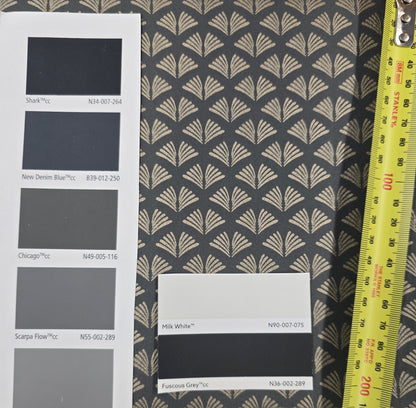 Tiny Fans - Metallic Art Deco Wallpaper  - Black Gold