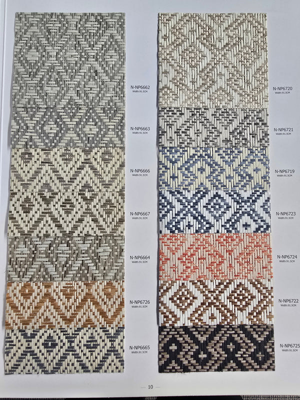 Sample - Diamond Wave - Grasscloth Wallpaper - Navy and Buff