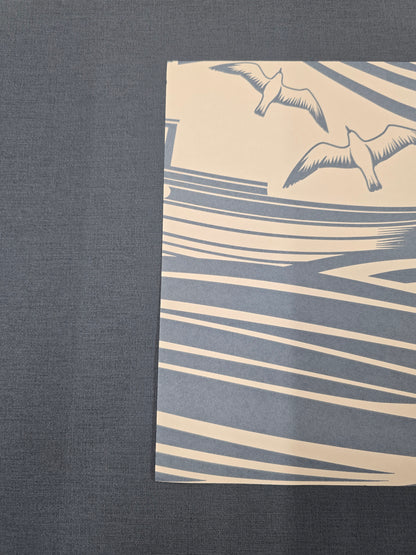 Whitby Boat Wallpaper - Denim