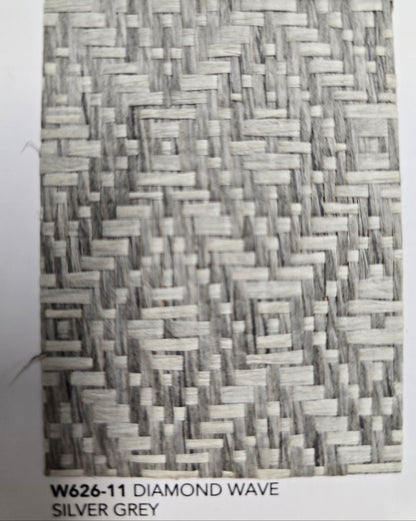 Diamond Wave - Grasscloth Wallpaper - Silver Grey