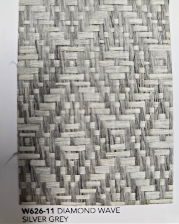 Sample - Diamond Wave - Grasscloth Wallpaper - Silver Grey