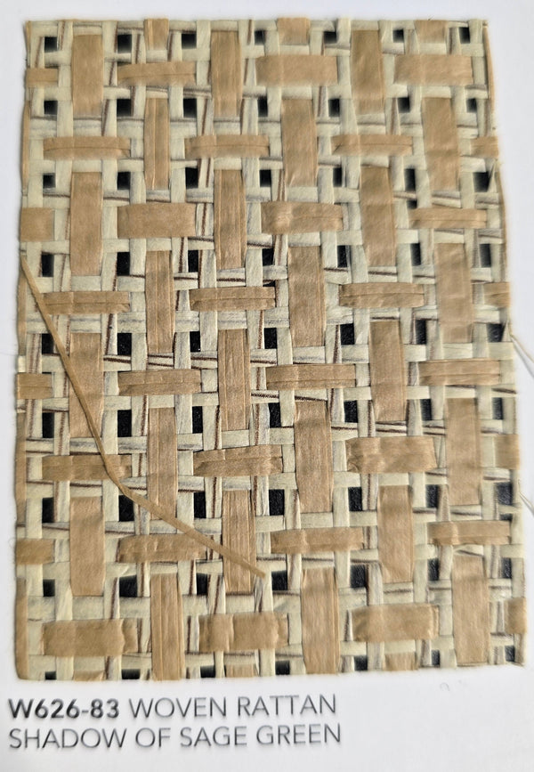 Sample – Natural Woven Rattan Wide Wallpaper – Shadow of Sage Green