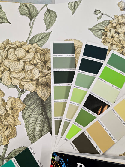 Hortensia Hydrangea Wallpaper – Ochre/Green