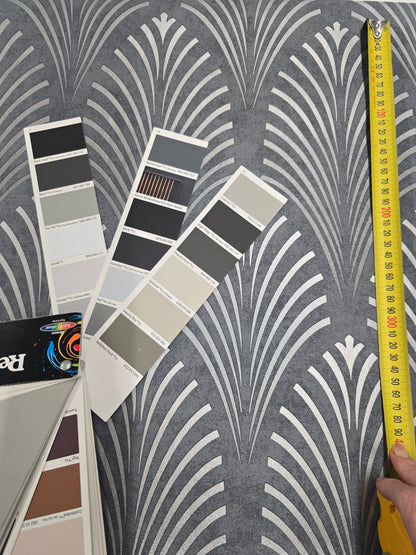 Pop Style Art Deco - Metallic Wallpaper - Grey - 48 Rolls due July 2026