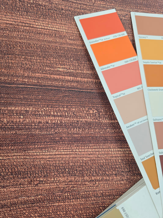 Vinyl Grasscloth Wallpaper - Red Orange