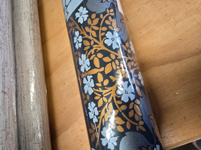 Foxtrot Wallpaper - Blue  and Gold - Discontinuing