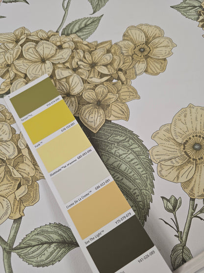 Hortensia Hydrangea Wallpaper – Ochre/Green