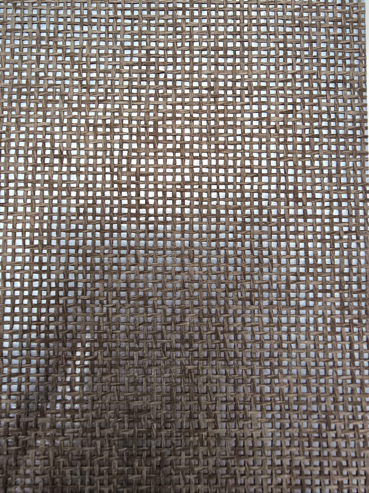 Burlap Fine Weave Grasscloth Wallpaper - Jute on Metallic Blue