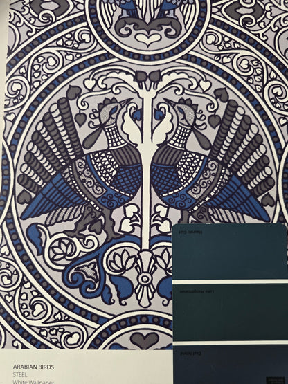 Arabian Birds Florence Broadhurst Wallpaper - Steel