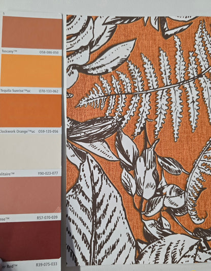 Leafy Ferns Wallpaper - Orange - Discontinuing