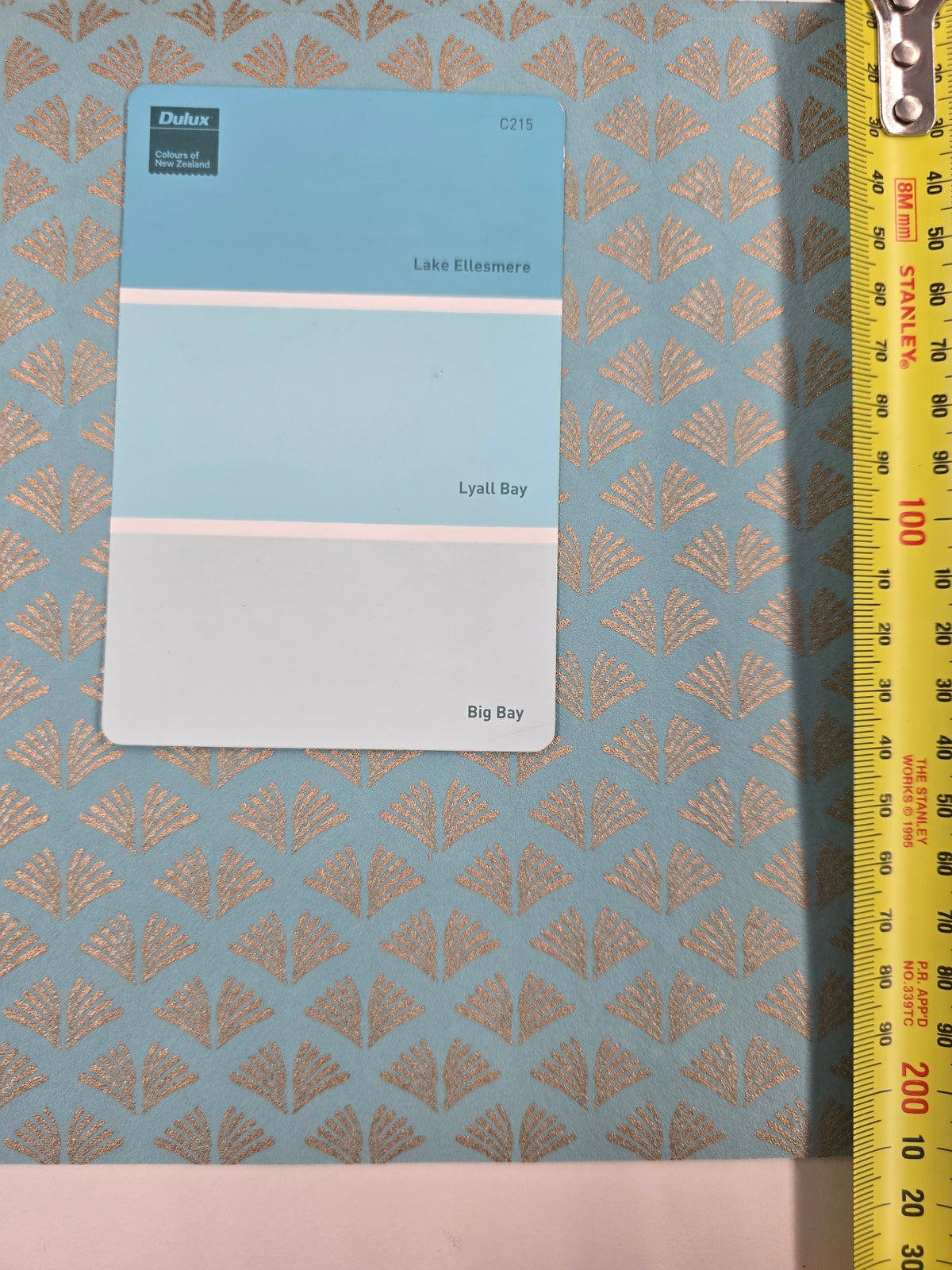Tiny Fans - Metallic Art Deco Wallpaper - Turquoise Gold