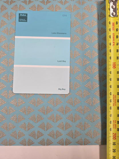 Tiny Fans - Metallic Art Deco Wallpaper - Turquoise Gold