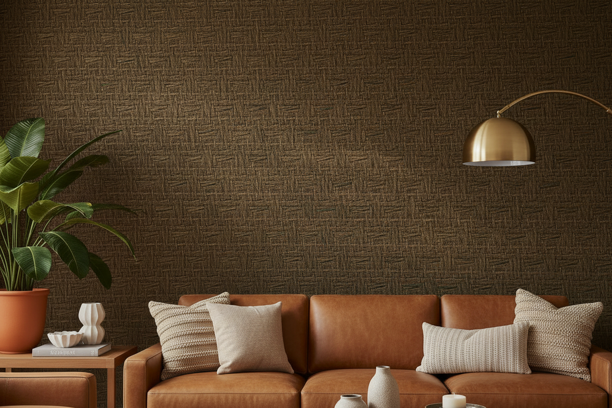 Basket Case - Grasscloth Wallpaper - Chocolate