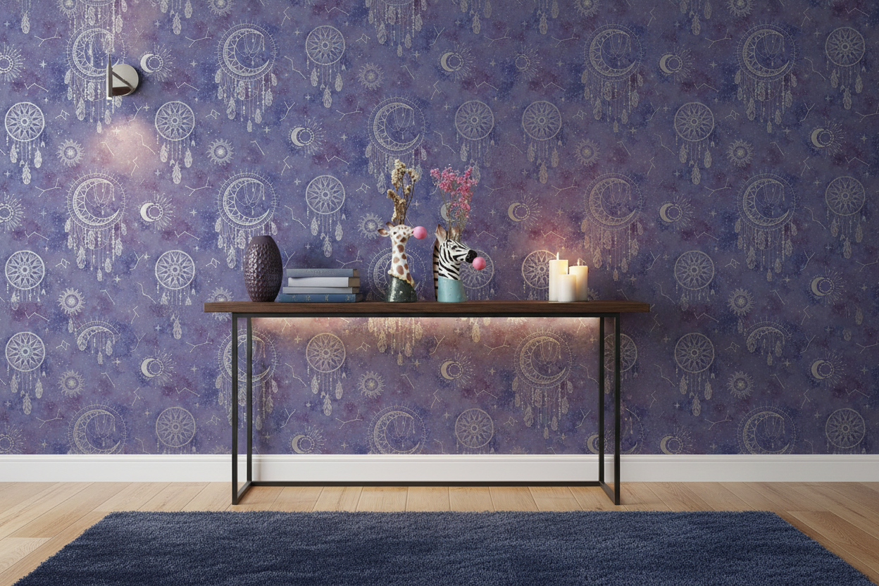 Room Shot with Dreamcatcher Purple/Silver Wallpaper
