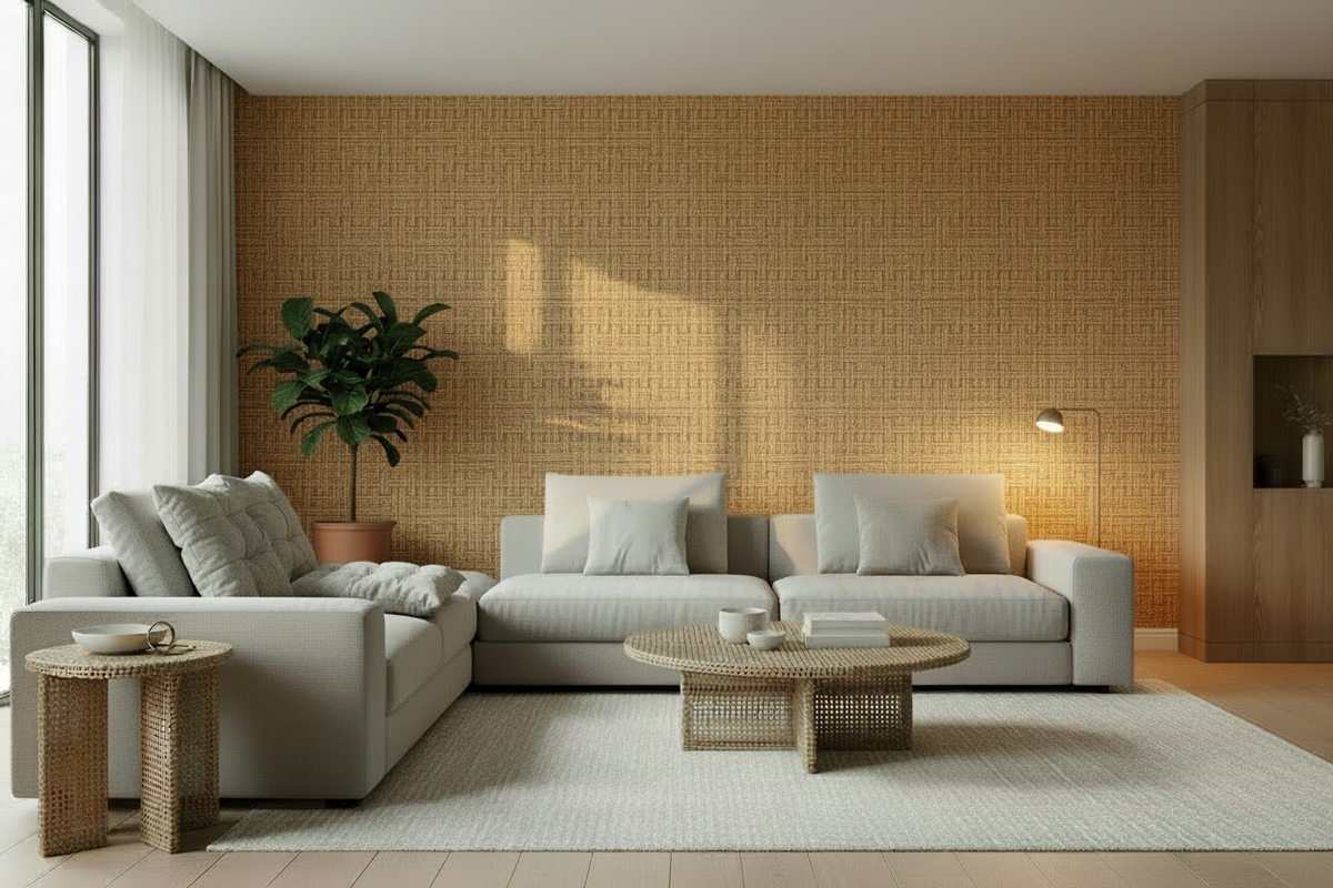Basket Case - Grasscloth Wallpaper - Latte