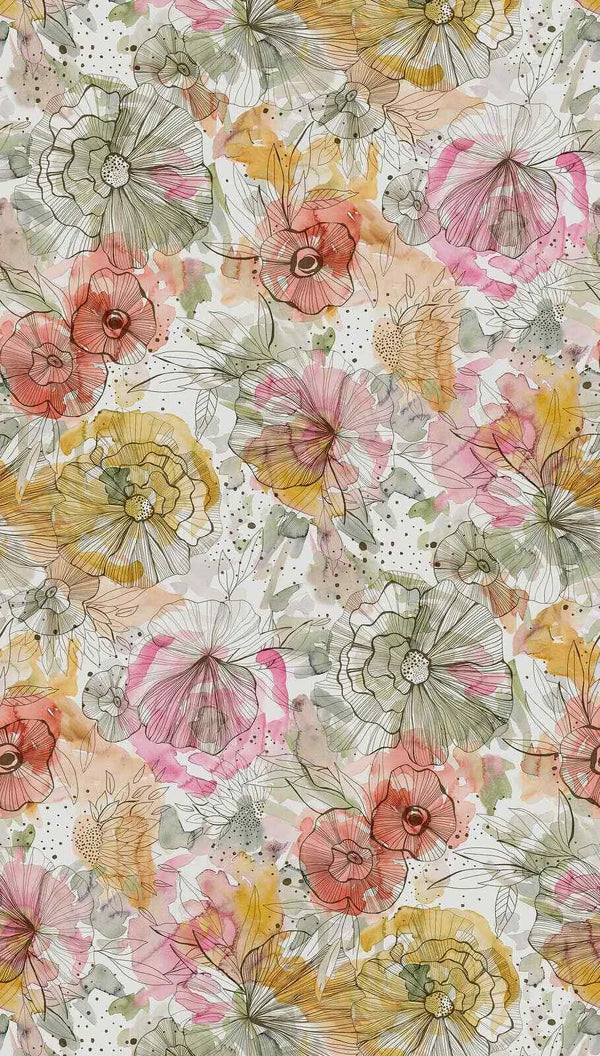 Sample - Floating Floral Hybrid Mural Wallpaper