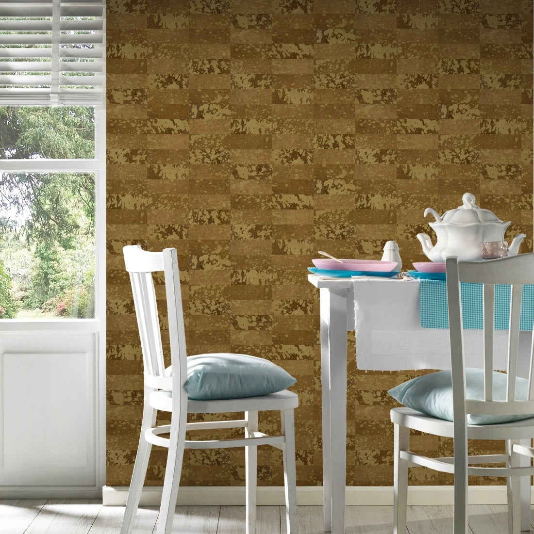 Saffiano Wallpaper - Gold Metallic