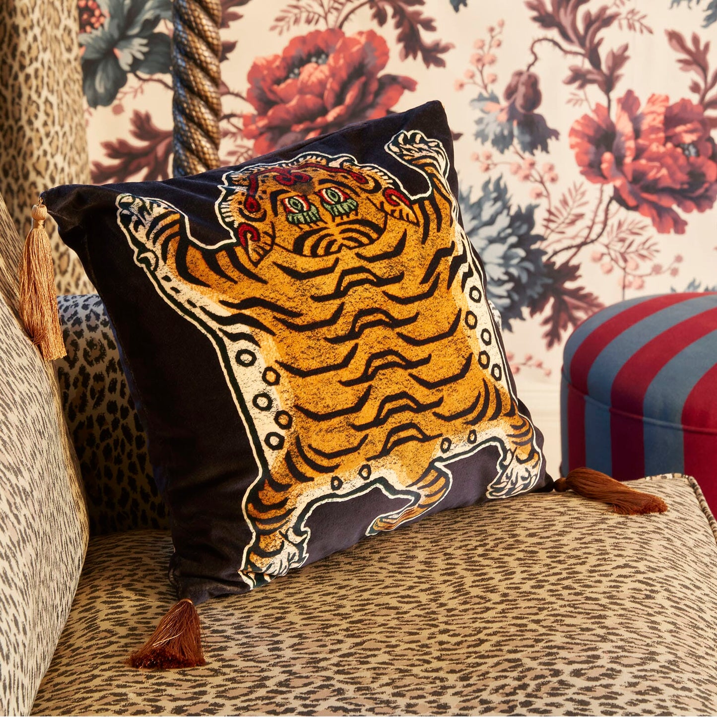 Saber Velvet Cushion - Noir House of Hackney