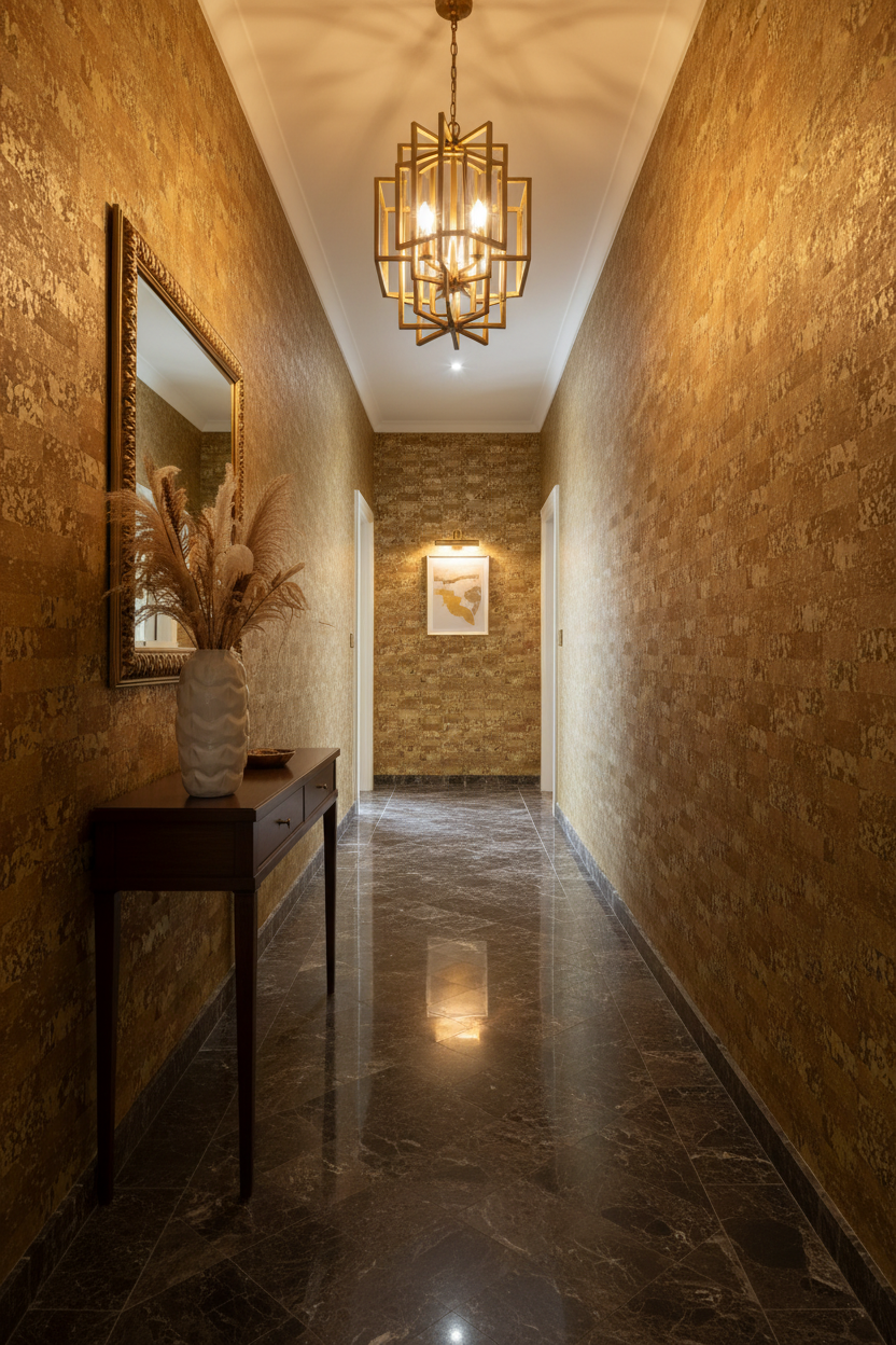 Saffiano Gold Metallic Hallway