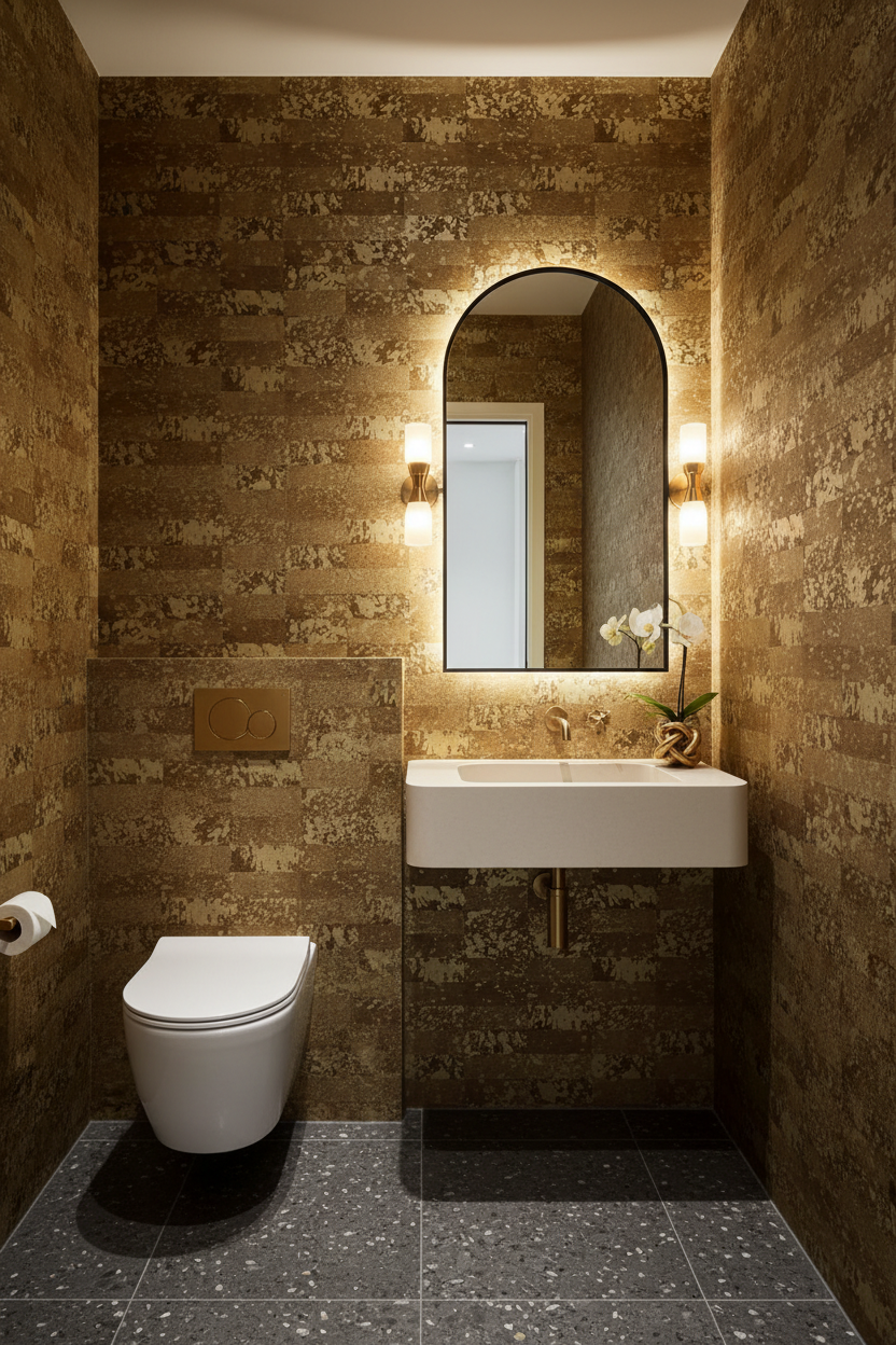 Saffiano Wallpaper - Gold Metallic