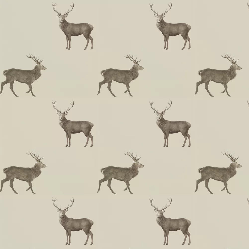 Evesham Deer Wallpaper - Birch Beige