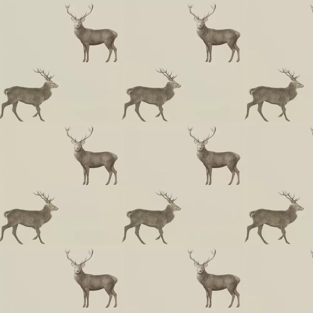 Sample - Evesham Deer Wallpaper - Birch Beige