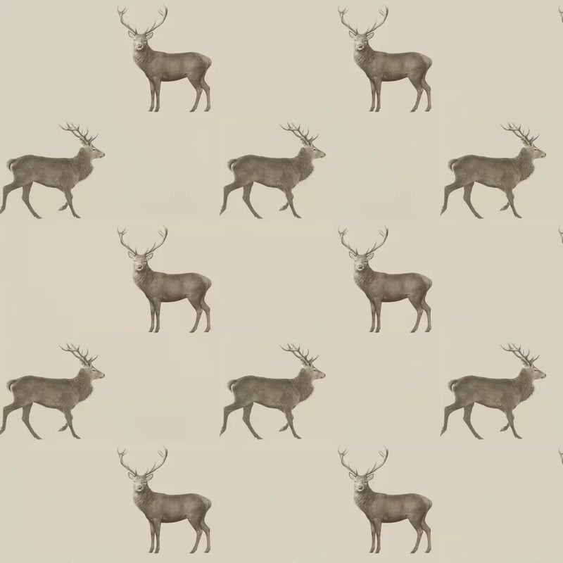 Sample - Evesham Deer Wallpaper - Birch Beige