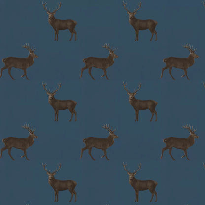 Evesham Deer Wallpaper - Indigo
