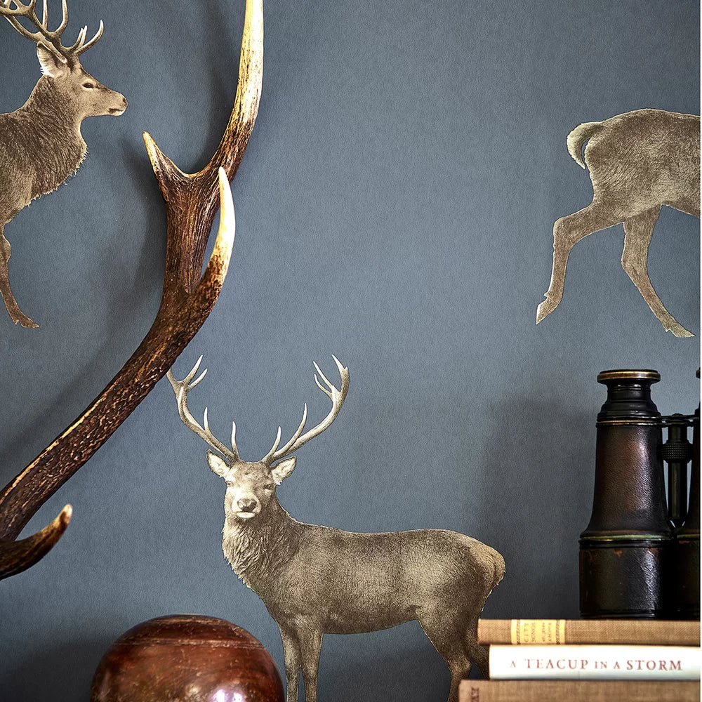 Evesham Deer Wallpaper - Indigo