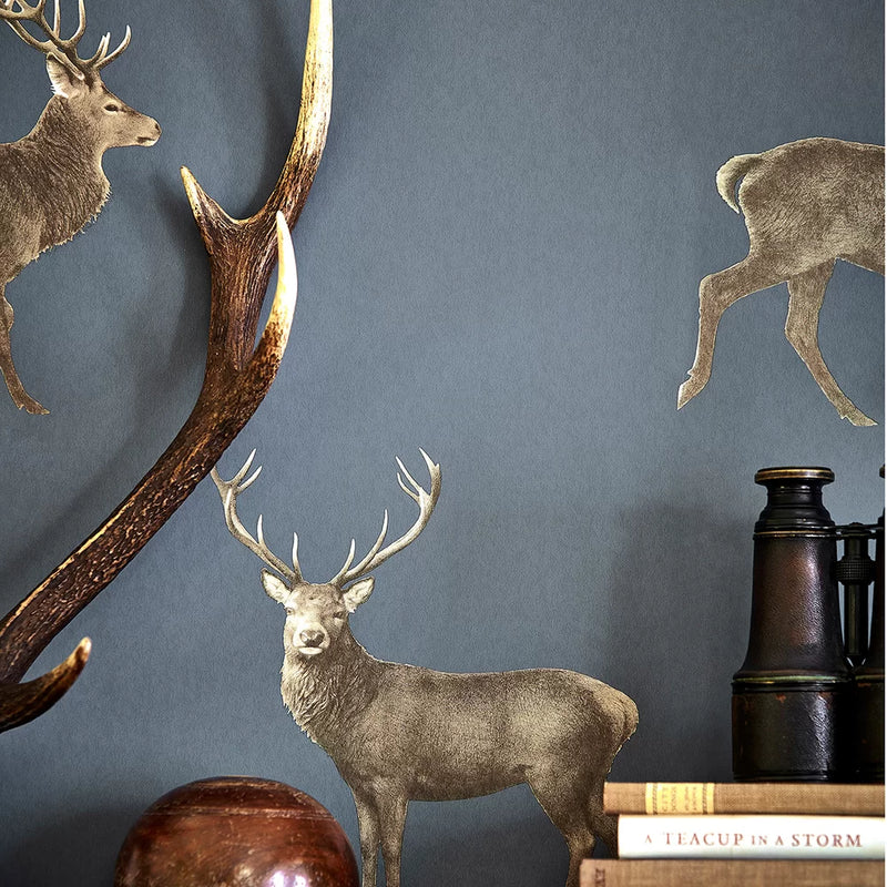 Evesham Deer Wallpaper - Indigo