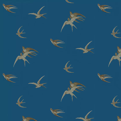 Swallows Wallpaper - French Blue