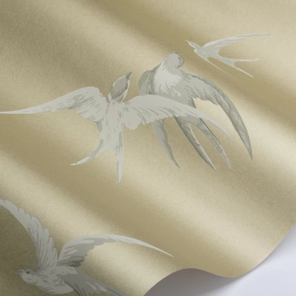 Swallows Wallpaper - Gold