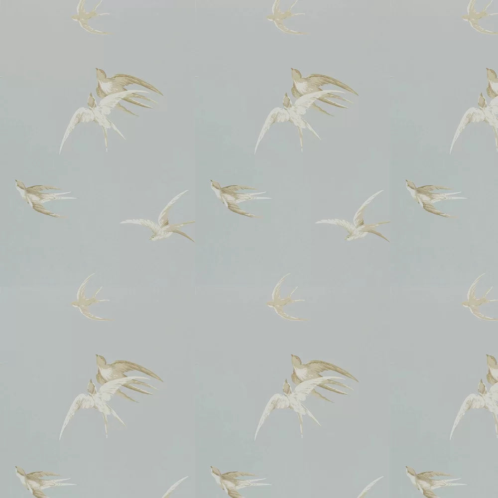Swallows Wallpaper - Soft Grey