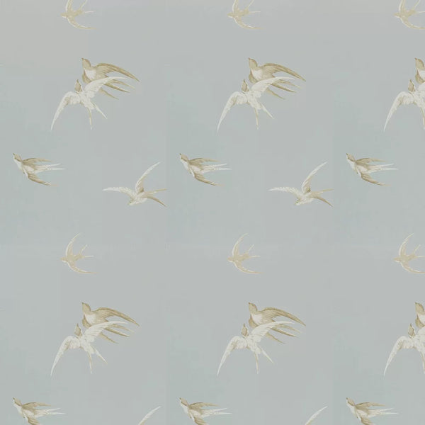 Sample - Swallows Wallpaper - Soft Grey