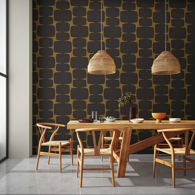 Lohko Wallpaper - Tumeric/Charcoal
