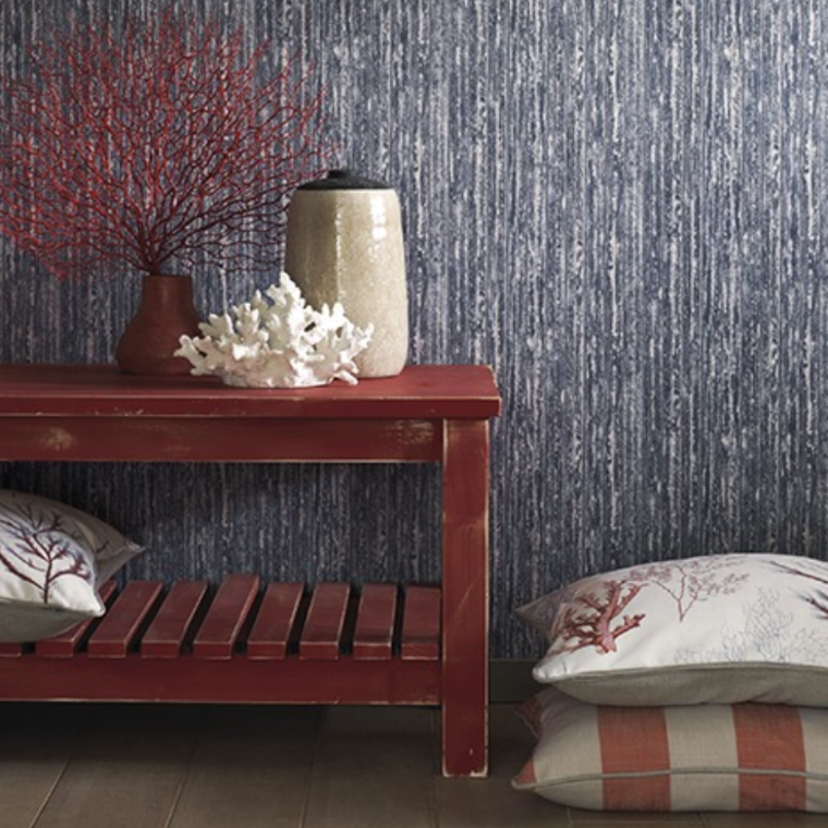 Bordage Textured Vinyl Wallpaper - Teal Blue