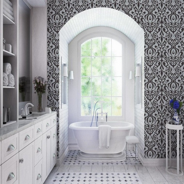 Woodstock Wallpaper - Silver Foil/Black