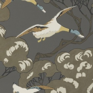 Grand Flying Ducks Wallpaper - Charcoal