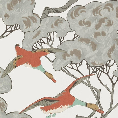 Grand Flying Ducks Wallpaper - Coral Clay