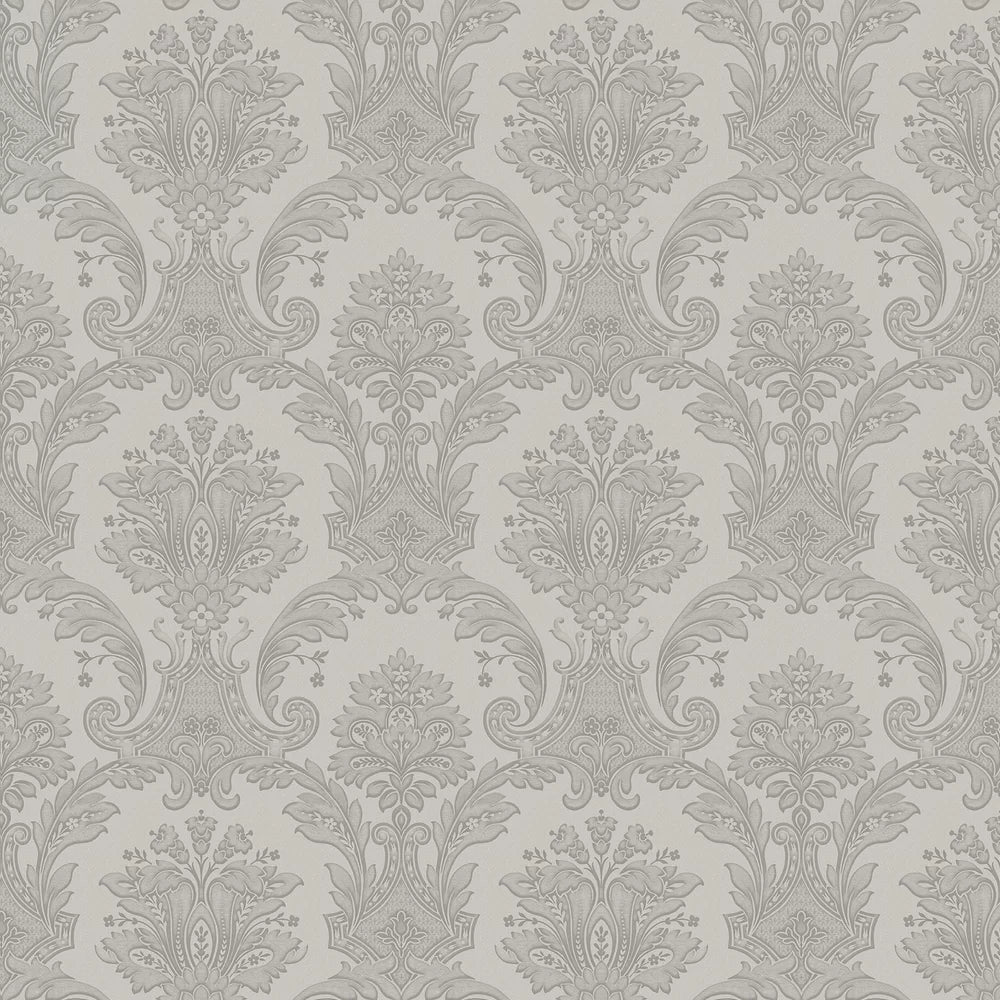 Amara Damask Wood Panel Wallpaper - Silver