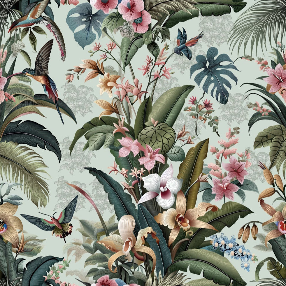 Singapura  Custom Printed Wallpaper - Smoky Blue