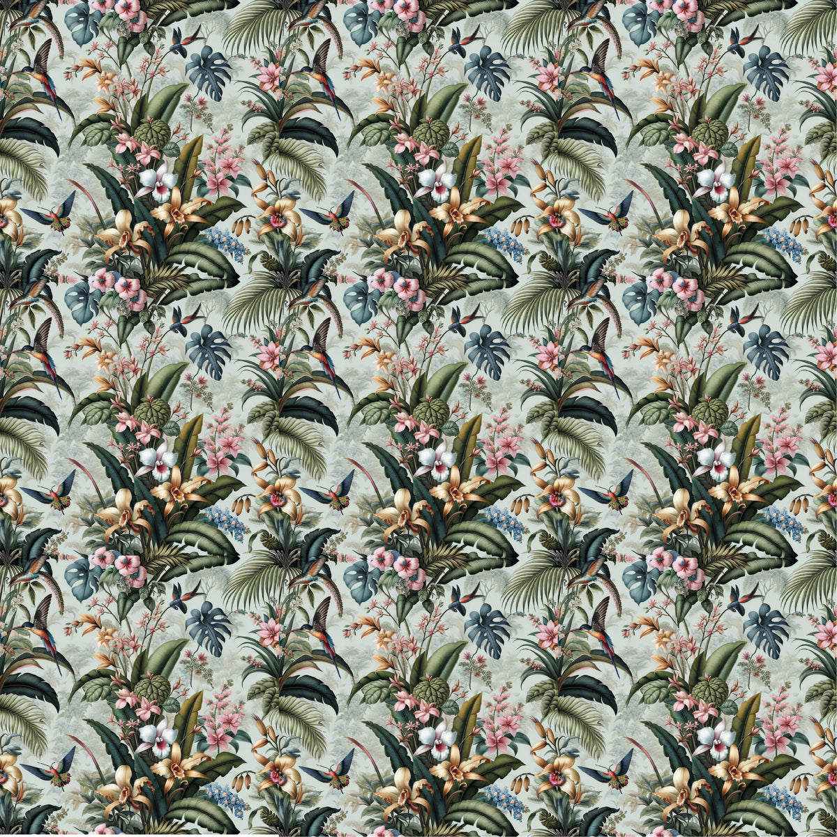 Singapura  Custom Printed Wallpaper - Smoky Blue