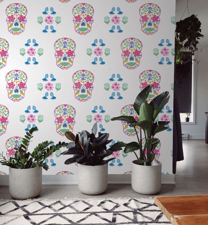 Fantail Fiesta Wallpaper - NZ Custom Wallpaper - White