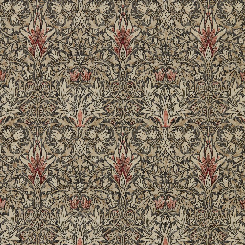 Snakeshead Wallpaper - Morris - Charcoal/Spice