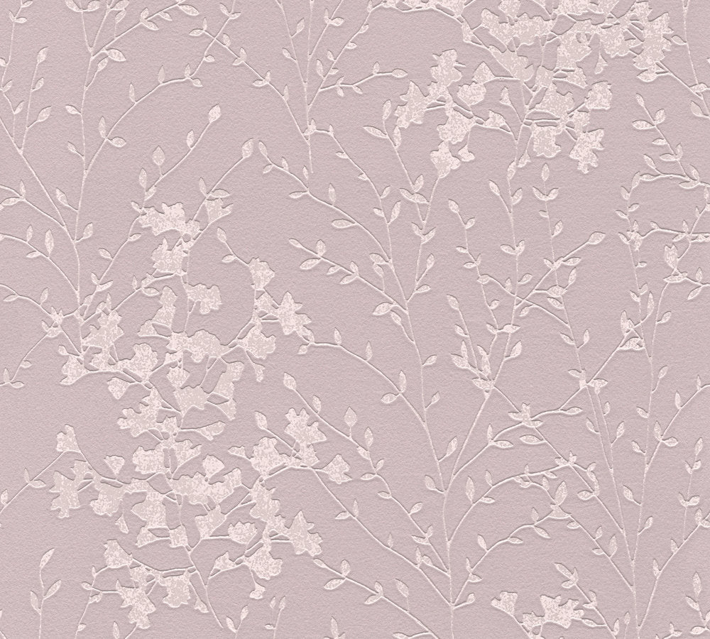 Mauve Floral Vinyl Wallpaper - Mauve - Due January 2027