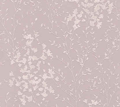 Mauve Floral Vinyl Wallpaper - Mauve - Due January 2027