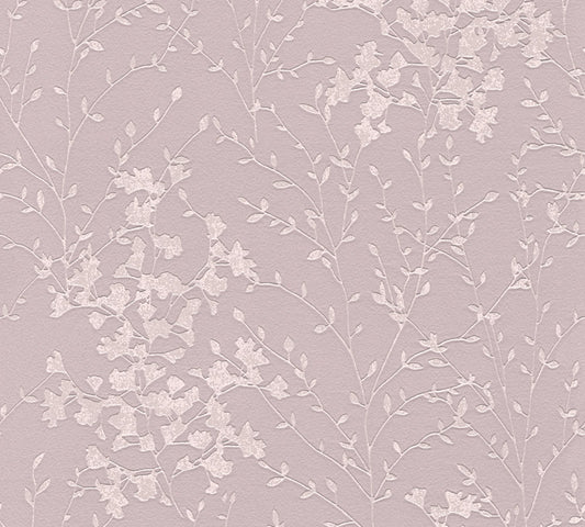 Mauve Floral Vinyl Wallpaper - Mauve - Due January 2027
