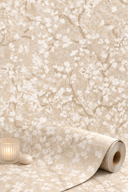 Dappled Tree Wallpaper - Beige Shimmer