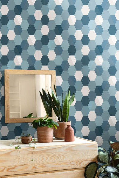 Moonlight Hexagone Wallpaper (Spaces Collection) - 5 Colours